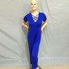 New Plus Size Casual Women Patchwork bandage 2022 summer short sleeve sexy female bodycon tunic big size Elegant V-neck Jumpsuit