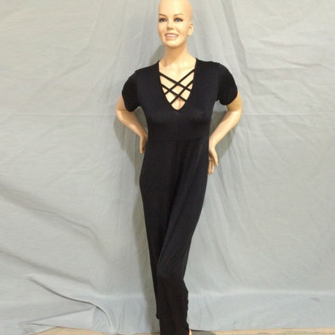 New Plus Size Casual Women Patchwork bandage 2022 summer short sleeve sexy female bodycon tunic big size Elegant V-neck Jumpsuit