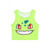 New Pokemon Cartoon Pattern Crop Top Women Camis Pikachu Charmander Squirtle Print tank tops Colorful sleeveless Tee Vest