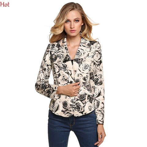 New Printed Blazer Women Plus Size Coat Elegant Blazers Casual Suit Jacket Floral Pattern Coat Chaquetas Mujer Outwear YC001005