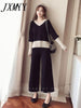 Product Knitted Sweater Suit Women's Autumn And Winter Loose Sweater Slim Wide Leg Pants Suit Casual Two-Piece Set
