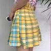 New! Rainbow Plaid Skirt Women Kawaii Harajuku Mini Pleated Skirt Korean Unifor Midi Skirt Cute High Waist Sexy Female Bottoms