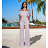 New Rompers Womens Jumpsuit 2022 Mesh Lace Jumpsuits Elegant Office Work Overalls Lady Off Shoulder Solid Black White Jumpsuit