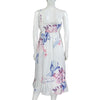Ruffled Ink Wash Deep V Sling Loose Irregular Printed Maternity Dress