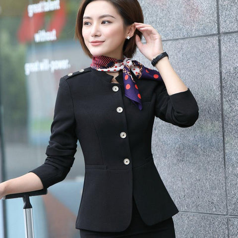 New Sales Women Blazers Interview Suit Business Wear Career Apparel Airline Stewardess Hostess Blaser Flight Attendant Jacket