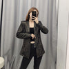 Sequin Buttonless Collarless Blazer 2023 Women Simple Work Clothing Casual Office Blazer Suit Black Indie Streetwear
