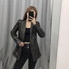 Sequin Buttonless Collarless Blazer 2023 Women Simple Work Clothing Casual Office Blazer Suit Black Indie Streetwear
