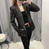 Sequin Buttonless Collarless Blazer 2023 Women Simple Work Clothing Casual Office Blazer Suit Black Indie Streetwear