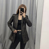 Sequin Buttonless Collarless Blazer 2023 Women Simple Work Clothing Casual Office Blazer Suit Black Indie Streetwear