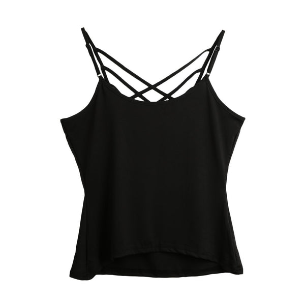 New Sexy Criss Cross Women Tops Spaghetti Strap V Neck Sleeveless Backless Bodycon Tank Top Women Blusas Watermelon Red/Black