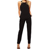 New Sexy Jumpsuits Suits Behind Hollow Out a Button Jumpsuit Invisible Zipper Long Pants Romper Black S