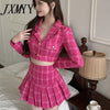 Sexy Ladies Plaid Short Cropped Top Vita Alta Minigonna Set due Pezzi Slim Tweed Party Outfit High Street Set Coordinati