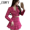 Sexy Ladies Plaid Short Cropped Top Vita Alta Minigonna Set due Pezzi Slim Tweed Party Outfit High Street Set Coordinati
