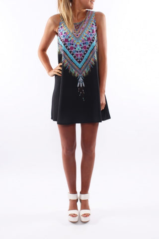 New Sexy Summer Beach Dress Women Tank Sleeveless Vintage Print Desigual Africa Dashiki Dress Casual Loose Mini Dress **