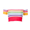 New Sexy Women Ladies Colorful Striped Off Shoulder Tank Tops Summer Casual Short Sleeve Crop Tops Beach Short Tops