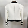 Short Double-breasted Blazers Autumn Winter Black White Splicing Classic Slim Business Women's Blazer Jackets