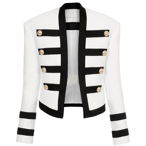 Short Double-breasted Blazers Autumn Winter Black White Splicing Classic Slim Business Women's Blazer Jackets