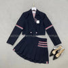 Skirt Suits Women Y2K Style Short Blazer 3 Bars Mini Skirt Suit  Brand Women Pleated Skirt 2023 Dress Suit Girl Skirt