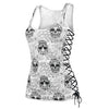 New Skull Head Design Tops Sleeveless White T Shirts Fitness Women Vest Casual Camisole