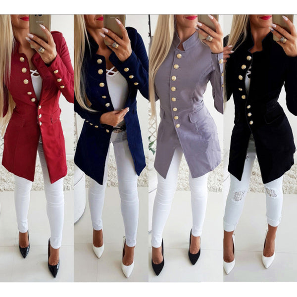 Slim Fit Female Casual Blazer Long Sleeves Fall Coats Europe and America Women's Single-breasted Blazer Jacket W1916