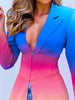 Splicing Slim Gradient Zipper Thin Suit Jacket Ladies Cardigan Jacket Blazer Woman Jacket Women Blazers Office Lady Blazers