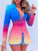Splicing Slim Gradient Zipper Thin Suit Jacket Ladies Cardigan Jacket Blazer Woman Jacket Women Blazers Office Lady Blazers