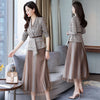 Spring Autumn 2022Retro Plaid Blazer Set Belt Jacket & Pleted Skirt 2 Pieces Skirt Suits Female Office Ladies Blazer Suit