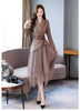 Spring Autumn Office Lady Casual Belt Jacket Blazers Women's Asymmetry Mesh Tulle Skirt Suits Temperament Slim Sets
