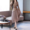 Spring Autumn Office Lady Casual Belt Jacket Blazers Women's Asymmetry Mesh Tulle Skirt Suits Temperament Slim Sets