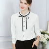 New Spring Autumn Tops Women Blouse Fashion Office Lady Long Sleeve Bow Slim White Shirt Female Cute Bodycon Work Blouses Blusas