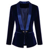 Spring Autumn Women Blazers Satin Green Fruit Collar Single Button Slim Patchwork Velvet Blazer For Women Suit Outerwear
