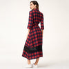 Spring Autumn Women's Casual Plaid Stitching Lace Long Arab Ladies Dress