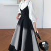 Spring Dress 2023 Women Single Breasted Lantern Sleeve Shirt Set+Camisole Bow Pleated Solid Dresses Office Elegant Dress
