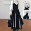 Spring Dress 2023 Women Single Breasted Lantern Sleeve Shirt Set+Camisole Bow Pleated Solid Dresses Office Elegant Dress