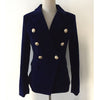 Spring Women Midnight Navy Slim Velvet Blazer Jacket Office Lady Double Breasted Simple Blazers Female Party Clothes