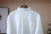 Spring Japan Style Mori Girl Women Blouse Asymmetric Design Lace Stand Collar Loose Double Cotton Yarn Shirts Women