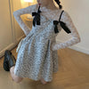 Spring Summer Casual Women Floral Sling DressSleeveless Ruffle V-neck Bow Dress Female Inner Sling Chic Dresses A498