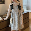 Spring Summer Casual Women Floral Sling DressSleeveless Ruffle V-neck Bow Dress Female Inner Sling Chic Dresses A498