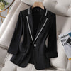 Spring Summer Diamond Suit High End Female Three Quarter Sleeve Jacket Top Casual Blazer Office Women's Clothing 5XL