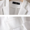 Spring Summer Diamond Suit High End Female Three Quarter Sleeve Jacket Top Casual Blazer Office Women's Clothing 5XL
