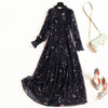 Spring Summer Women Chiffon Print Dress 2023 Casual Long Sleeve A-Line Party Dresses Vintage Elegant Midi Dress Vestidos