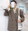 New Spring  Women Gray Plaid coat 2022 Office ladies Blazer Jackets Suit Femme long Sleeve Jackets Elegant Work Blazers Feminino
