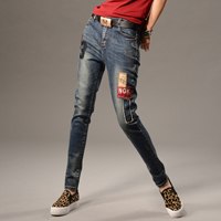 New Spring Women Jeans Ripped Harem jean Pants Vintage Jeans Patchwork Cross Denim Trousers Loose Jeans clothes