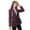 Spring and autumn Women Blazer Jacket Casual Work Suit Coat Office Lady Pockets Slim plaid Blazers Female