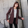 Spring and autumn Women Blazer Jacket Casual Work Suit Coat Office Lady Pockets Slim plaid Blazers Female