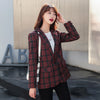 Spring and autumn Women Blazer Jacket Casual Work Suit Coat Office Lady Pockets Slim plaid Blazers Female