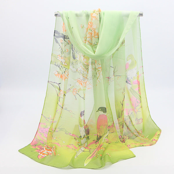 Spring/summer Women Floral Printing Beach Silk Scarf Shawls Female Long Wraps Beach Sunscreen Chiffon Hijab
