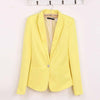 New Street Fasion Women Candy Color Blazer Jackets Coat Slim Fit Casaco Blazer Casual Coats Single Button Lapel  Blazers YF172