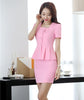 Style 2022 Women Business Suits 2 Piece Skirt and Top Sets Pink Jacket Short Sleeve Office Ladies Work Wear Uniforms