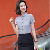 Style 2022 Formal Professional Women Business Suits with Skirt and Blouse Shirt Summer  Fabric OL Styles Blouses